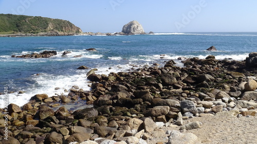 Landscape, beach, rocky cliff, birds and nature