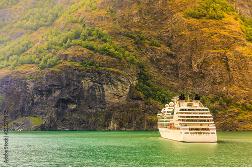 Cruise ship ferryboat on norwegian fjord