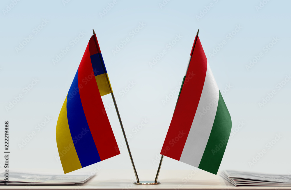 Two flags of Armenia and Hungary