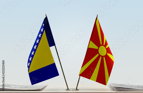 Two flags of Bosnia and Herzegovina and Macedonia FYROM