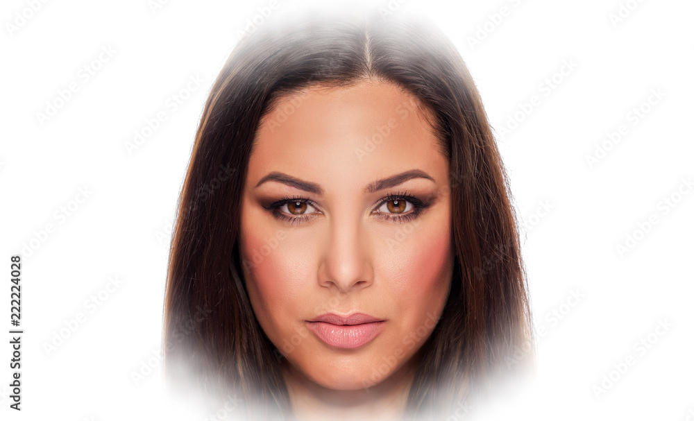 Beautiful Woman Portrait. Portrait in beauty style of beautiful brunette on a white background. Beautiful Woman Portrait. Portrait in beauty style of beautiful brunette on a white background.