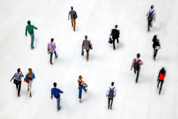 group of people in the lobby business center