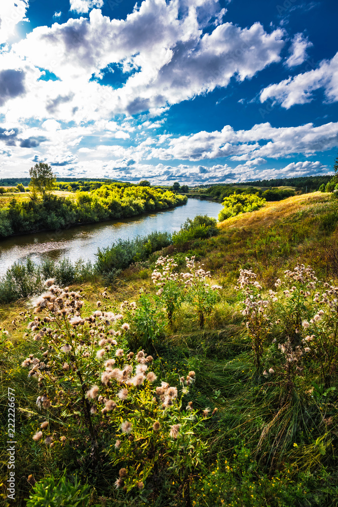 Summer river landscape. Siberia, Russia