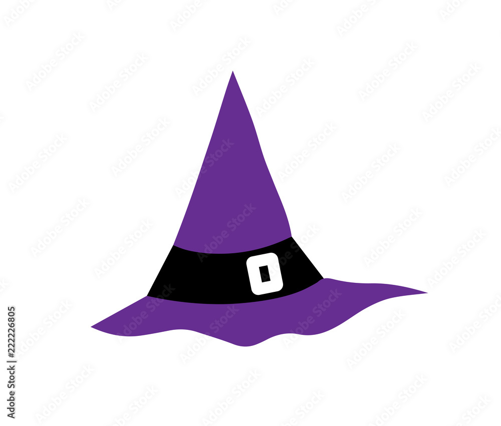 Fototapeta premium Witch Hat Vector Icon . hats with straps and buckles. Witch Hat for Halloween.