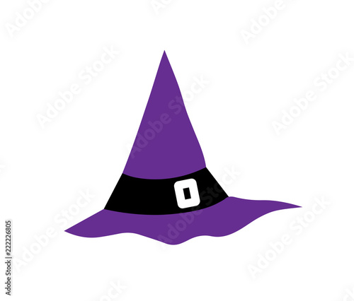 Witch Hat Vector Icon . hats with straps and buckles. Witch Hat for Halloween.