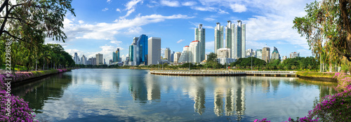 Photography Bangkok city - Cityscape panorama downtown  Business district urban area  ,refle