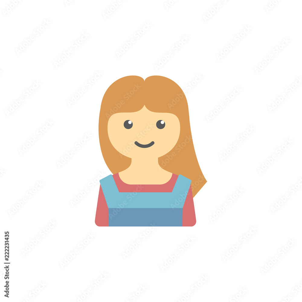 avatar of girl colored icon. Element of children icon for mobile concept and web apps. Colored avatar of  girl can be used for web and mobile