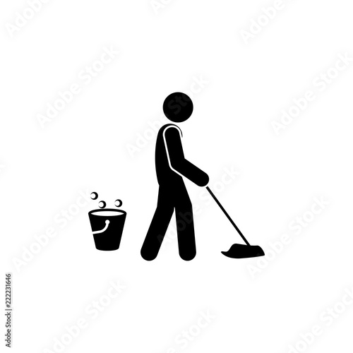 man mopping icon. Element of man cleaning icon for mobile concept and web apps. Glyph man mopping icon can be used for web and mobile