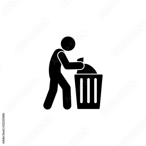 man garbage, throwing icon. Element of man cleaning icon for mobile concept and web apps. Glyph man garbage, throwing icon can be used for web and mobile