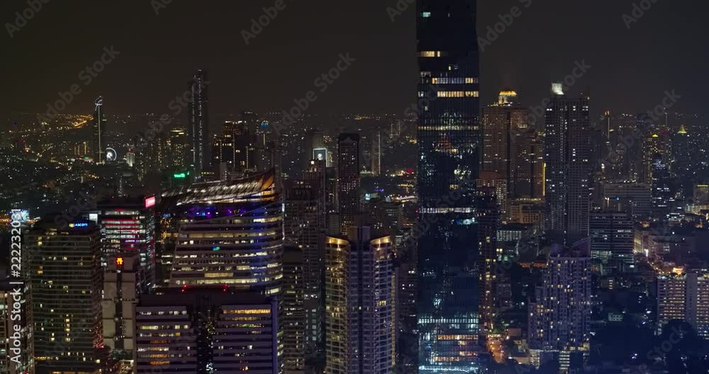 Thailand Bangkok Aerial v24 High to low birdseye view of downtown cityscape at night 3/18 Thailand Bangkok Aerial v24 High to low birdseye view of downtown cityscape at night 3/18