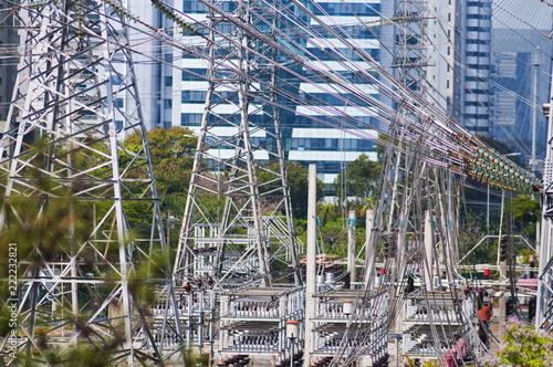power cables and towers