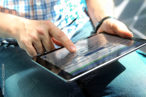 Truck driver working with  electronic logbook
