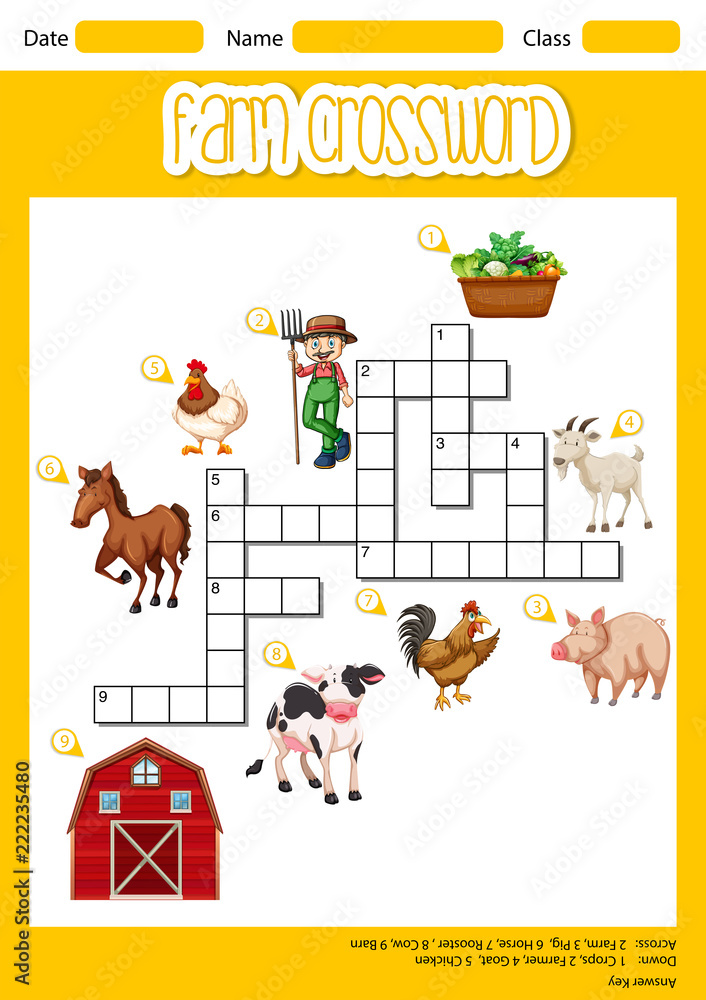 Naklejka premium A farm crossword sheet