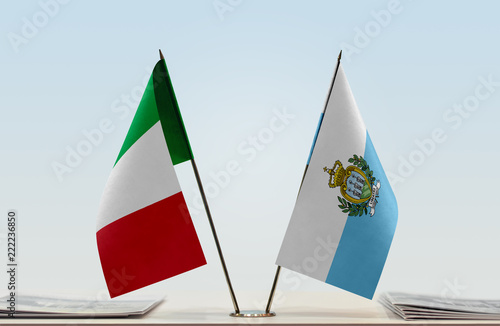  Two flags of Italy and San Marino
