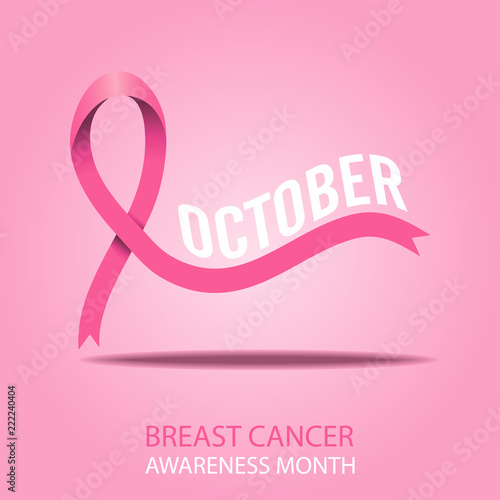 October, breast cancer awareness month vector