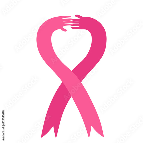 Arms forming the pink ribbon, breast cancer