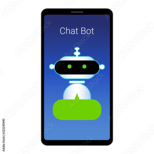 Chatbot on smartphone, chat artificial intelligence, mobile Vector illustration