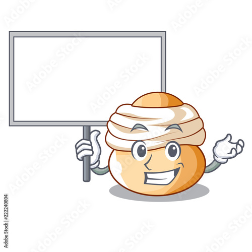 Bring board cartoon semla bun with almond paste