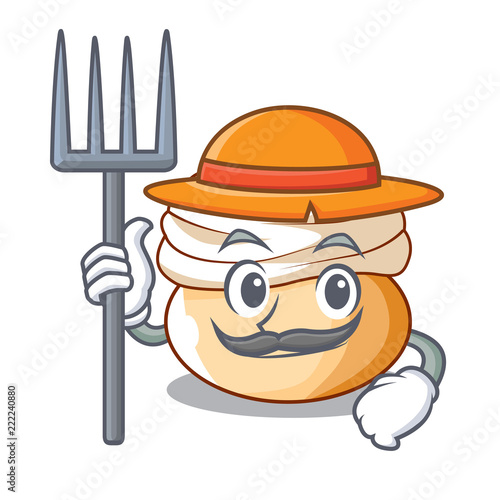 Farmer cartoon semla bun with almond paste