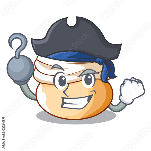 Pirate cartoon semla bun with almond paste