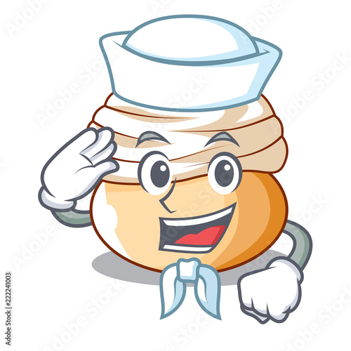 Sailor cartoon semla bun with almond paste