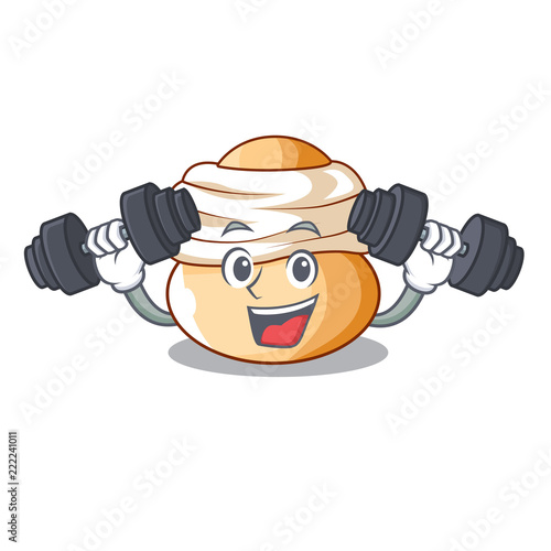 Fitness cartoon semla bun with almond paste