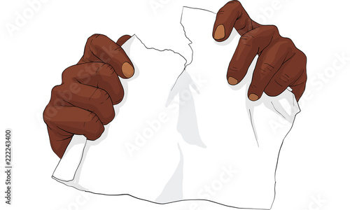 hand tearing paper, vector