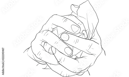 hand tearing paper, vector