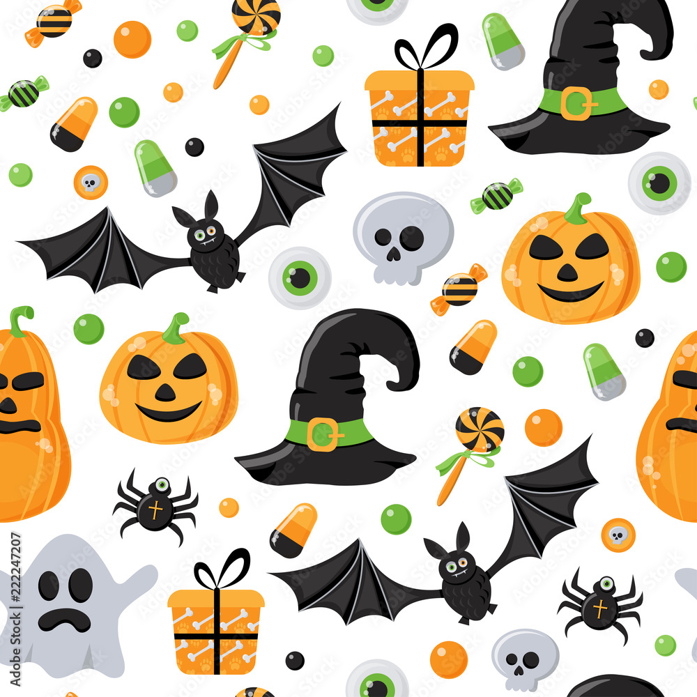 Seamless pattern with Halloween elements