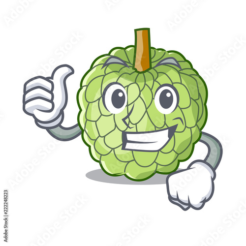 Thumbs up character custard apple tropical fruit delicious