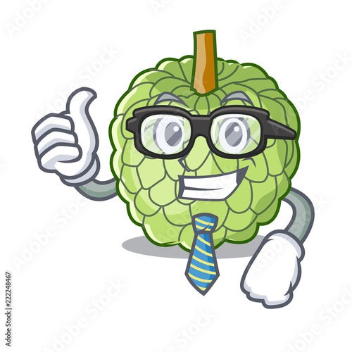 Businessman character custard apple tropical fruit delicious