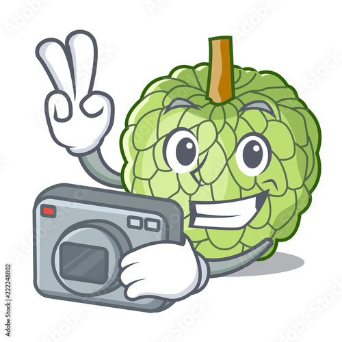 Photographer fresh custard apple sweet fruit cartoon