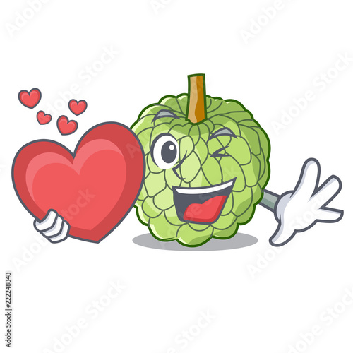 With heart fresh custard apple sweet fruit cartoon