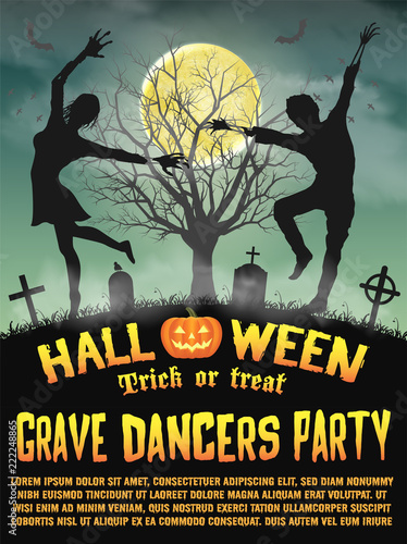 a halloween silhouette grave dancers party poster 