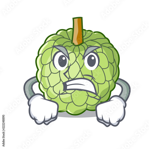 Angry fresh custard apple sweet fruit cartoon