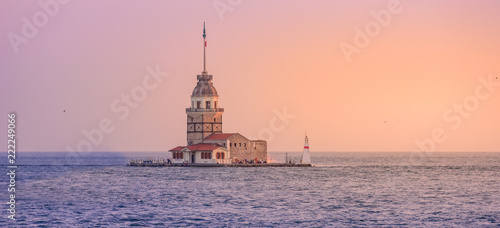 Maiden's Tower (also known as Leander's Tower or Kiz Kulesi) on the Bosphorus in Istanbul at sunset , Turkey photo