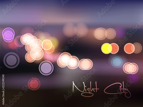 vector background of the night city with glowing lights