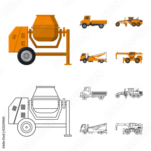 Vector design of build and construction icon. Set of build and machinery stock vector illustration.