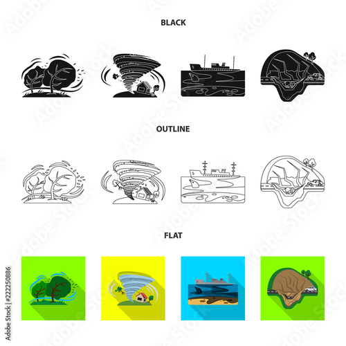 Isolated object of natural and disaster symbol. Collection of natural and risk stock vector illustration.