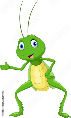 Cute grasshopper presenting