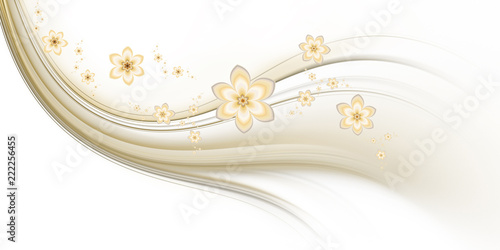 Abstract floral background. Wave with flowers