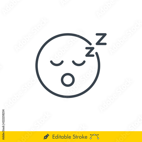 Sleep Emoji (Emoticon) Icon / Vector - In Line / Stroke Design