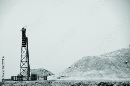 Desolated island desert landscape in monochrome colors