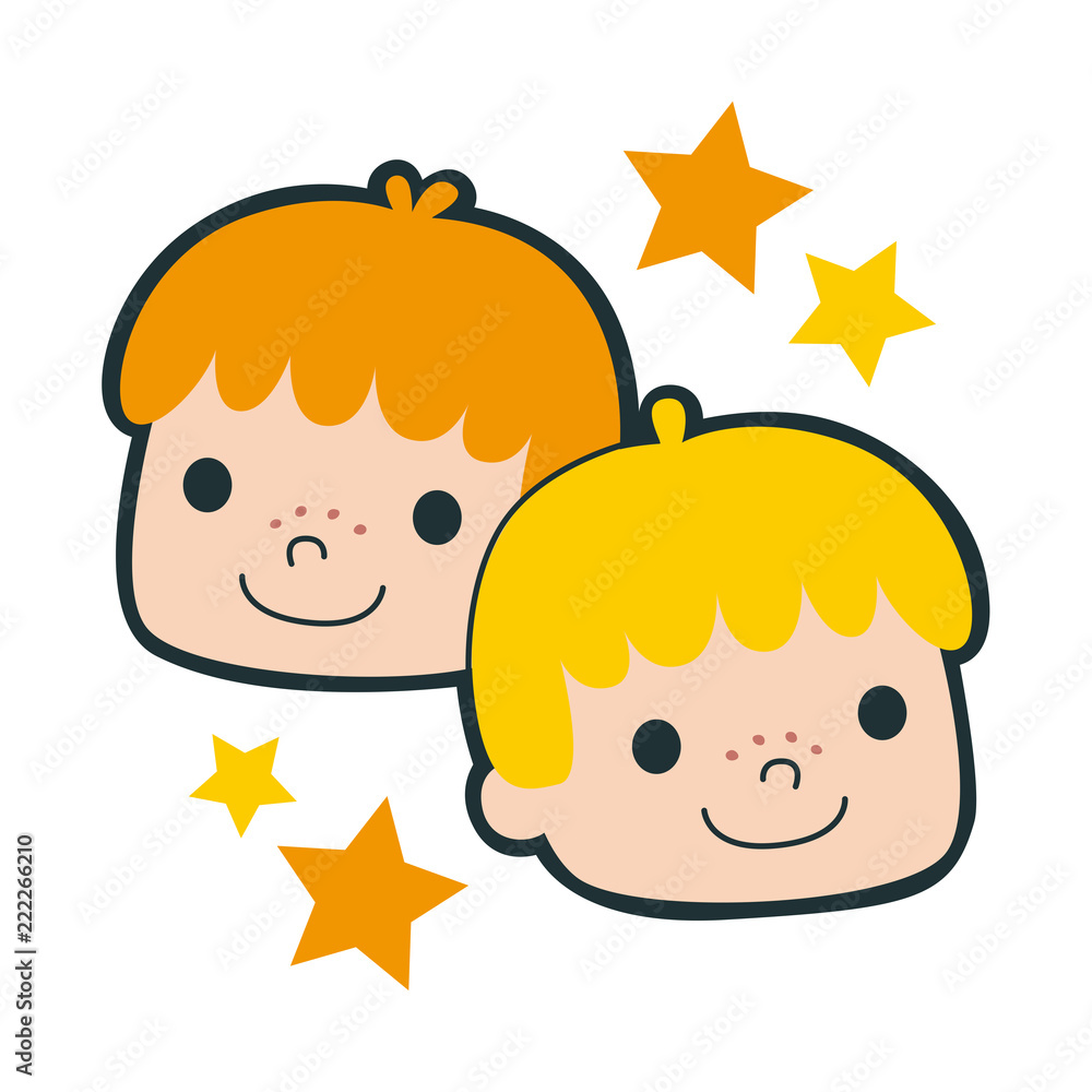 十二星座のふたご座のイラスト 仲良し兄弟のキャラクター Stock Vector Adobe Stock