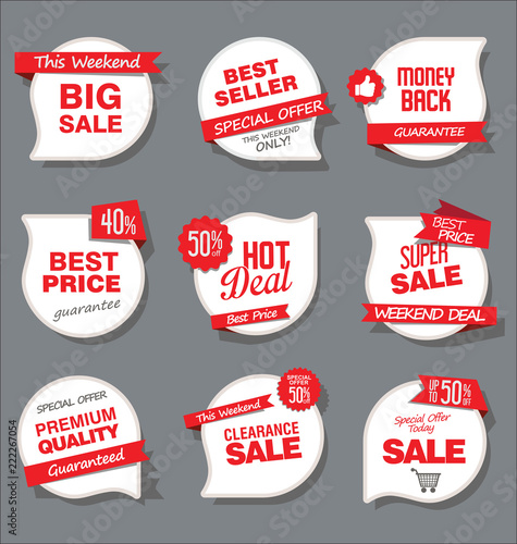Collection of sale discount and promotion banners and labels 