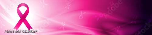 Breast cancer awareness month. Smooth waves and ribbon tape banner design