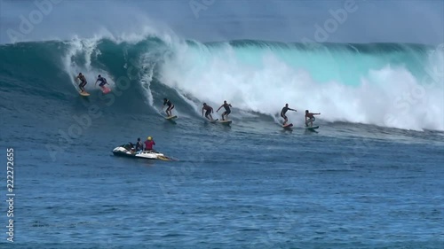 Waimea Bay Oahu Hawaii big wave surfers photo