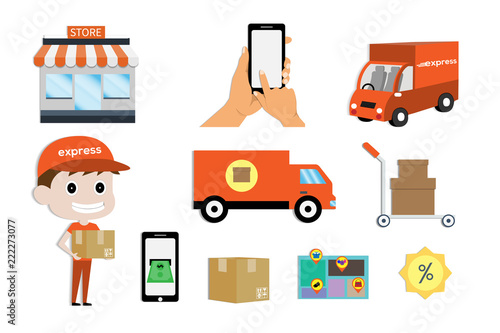 Storefront in city vector illustration, store building on town street landscape, flat cartoon style.