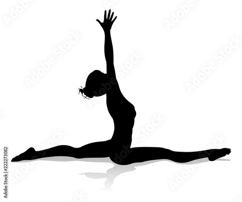 A silhouette of a woman in a yoga or pilates pose 