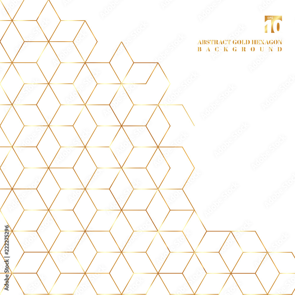 Obraz premium .Gold hexagons border pattern on white background.